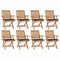 vidaXL Klappbare Gartenstühle mit Kissen 8 Stk. Massivholz Teak