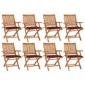 vidaXL Klappbare Gartenstühle mit Kissen 8 Stk. Massivholz Teak