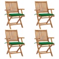 vidaXL Klappbare Gartenstühle mit Kissen 4 Stk. Massivholz Teak