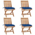 vidaXL Klappbare Gartenstühle mit Kissen 4 Stk. Massivholz Teak