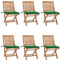 vidaXL Klappbare Gartenstühle mit Kissen 6 Stk. Massivholz Teak