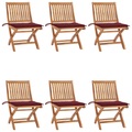 vidaXL Klappbare Gartenstühle mit Kissen 6 Stk. Massivholz Teak