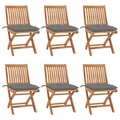 vidaXL Klappbare Gartenstühle mit Kissen 6 Stk. Massivholz Teak
