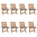 vidaXL Klappbare Gartenstühle mit Kissen 8 Stk. Massivholz Teak