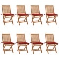 vidaXL Klappbare Gartenstühle mit Kissen 8 Stk. Massivholz Teak