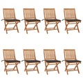 vidaXL Klappbare Gartenstühle mit Kissen 8 Stk. Massivholz Teak