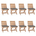 vidaXL Klappbare Gartenstühle mit Kissen 8 Stk. Massivholz Teak