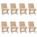 vidaXL Klappbare Gartenstühle mit Kissen 8 Stk. Massivholz Teak