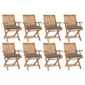 vidaXL Klappbare Gartenstühle mit Kissen 8 Stk. Massivholz Teak