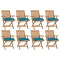 vidaXL Klappbare Gartenstühle mit Kissen 8 Stk. Massivholz Teak