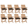 vidaXL Klappbare Gartenstühle mit Kissen 8 Stk. Massivholz Teak