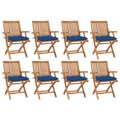 vidaXL Klappbare Gartenstühle mit Kissen 8 Stk. Massivholz Teak
