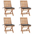 vidaXL Klappbare Gartenstühle mit Kissen 4 Stk. Massivholz Teak