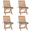 vidaXL Klappbare Gartenstühle mit Kissen 4 Stk. Massivholz Teak