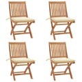 vidaXL Klappbare Gartenstühle mit Kissen 4 Stk. Massivholz Teak