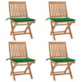 vidaXL Klappbare Gartenstühle mit Kissen 4 Stk. Massivholz Teak