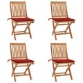 vidaXL Klappbare Gartenstühle mit Kissen 4 Stk. Massivholz Teak