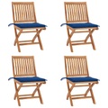 vidaXL Klappbare Gartenstühle mit Kissen 4 Stk. Massivholz Teak