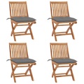 vidaXL Klappbare Gartenstühle mit Kissen 4 Stk. Massivholz Teak