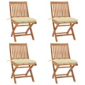 vidaXL Klappbare Gartenstühle mit Kissen 4 Stk. Massivholz Teak