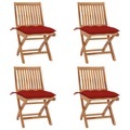 vidaXL Klappbare Gartenstühle mit Kissen 4 Stk. Massivholz Teak