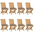 vidaXL Gartenstühle mit Grauen Kissen 8 Stk. Massivholz Teak