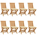 vidaXL Gartenstühle mit Cremeweißen Kissen 8 Stk. Massivholz Teak