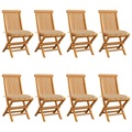 vidaXL Gartenstühle mit Beigen Kissen 8 Stk. Massivholz Teak