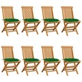 vidaXL Gartenstühle mit Grünen Kissen 8 Stk. Massivholz Teak