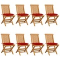 vidaXL Gartenstühle mit Roten Kissen 8 Stk. Massivholz Teak