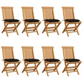 vidaXL Gartenstühle mit Schwarzen Kissen 8 Stk. Massivholz Teak