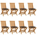 vidaXL Gartenstühle mit Taupe Kissen 8 Stk. Massivholz Teak
