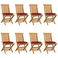 vidaXL Gartenstühle mit Weinroten Kissen 8 Stk. Massivholz Teak
