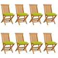 vidaXL Gartenstühle mit Hellgrünen Kissen 8 Stk. Massivholz Teak