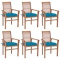 vidaXL Essstühle 6 Stk. mit Hellblauen Kissen Massivholz Teak