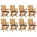 vidaXL Gartenstühle mit Taupe Kissen 8 Stk. Massivholz Teak