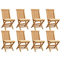 vidaXL Gartenstühle mit Creme Kissen 8 Stk. Massivholz Teak