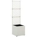 vidaXL, vidaXL Hochbeet mit Rankgitter 1 Topf 30x30x107 cm Poly Rattan Weiß