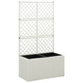 vidaXL, vidaXL Hochbeet mit Rankgitter 2 Töpfe 58x30x107cm Poly Rattan Weiß