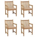 vidaXL Gartenstühle 4 Stk. mit Beigen Kissen Massivholz Teak