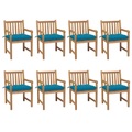 vidaXL Gartenstühle 8 Stk. mit Hellblauen Kissen Massivholz Teak