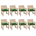vidaXL Gartenstühle 8 Stk. mit Grünen Kissen Massivholz Teak