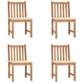 vidaXL Gartenstühle 4 Stk. mit Kissen Massivholz Teak