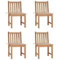 vidaXL Gartenstühle 4 Stk. mit Kissen Massivholz Teak