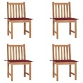 vidaXL Gartenstühle 4 Stk. mit Kissen Massivholz Teak