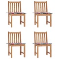 vidaXL Gartenstühle 4 Stk. mit Kissen Massivholz Teak