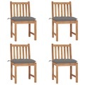 vidaXL Gartenstühle 4 Stk. mit Kissen Massivholz Teak