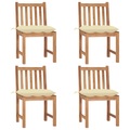 vidaXL Gartenstühle 4 Stk. mit Kissen Massivholz Teak
