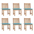 vidaXL Gartenstühle 6 Stk. mit Kissen Massivholz Teak
