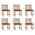 vidaXL Gartenstühle 6 Stk. mit Kissen Massivholz Teak